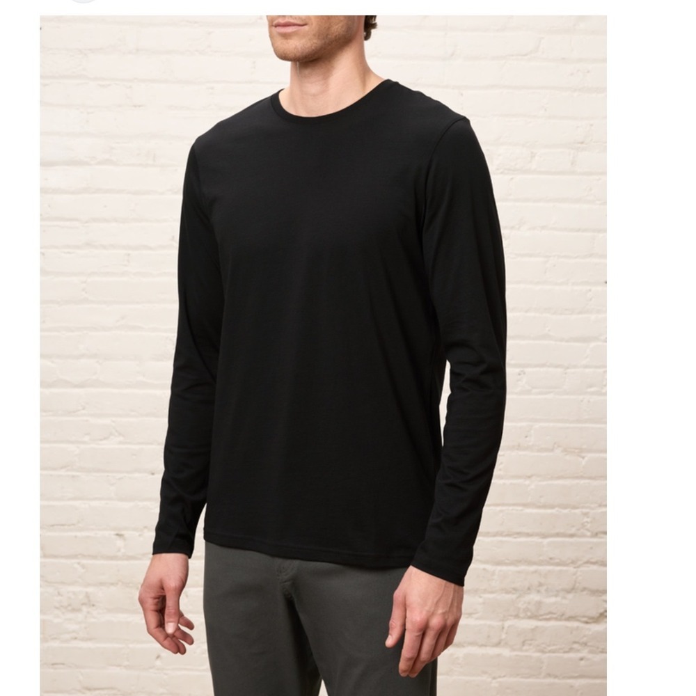 Pact‎ Mens XL Black Organic Cotton Long Sleeve Crewneck Tee Shirt WB1-MML